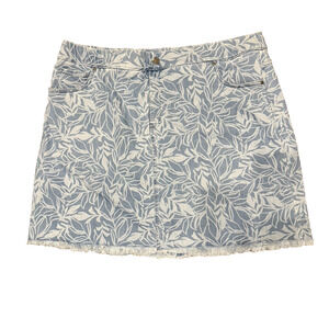 Intro Love The Fit Women’s Denim Skort Size 16 Light Wash Leaf Print